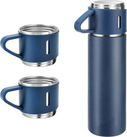 Stainless Steel Vacuum Flask Set – 500ml, Thermos Bottle with 3 Cups