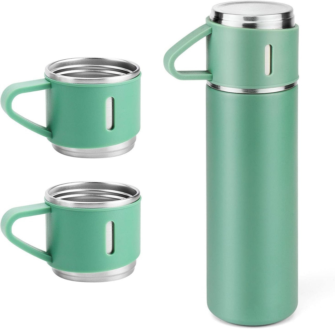 Stainless Steel Vacuum Flask Set – 500ml, Thermos Bottle with 3 Cups