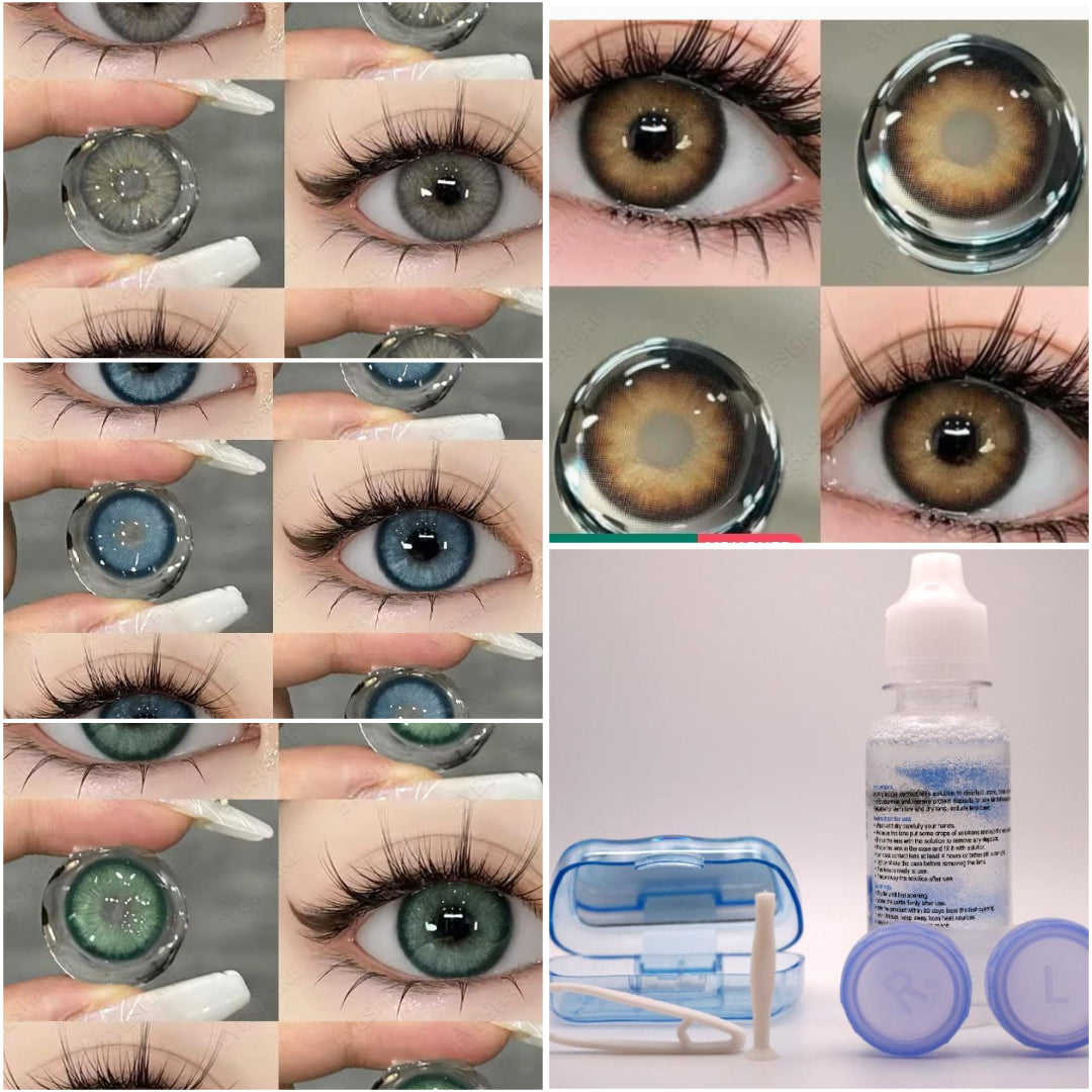 3-Tone Contact Lenses with Container Solution & Travel Kit – Complete Eye Care Set